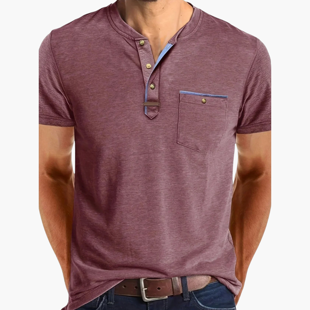 Henley T-Shirt mit Ziernähten für Herren