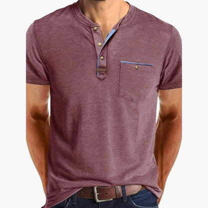 Henley T-Shirt mit Ziernähten für Herren
