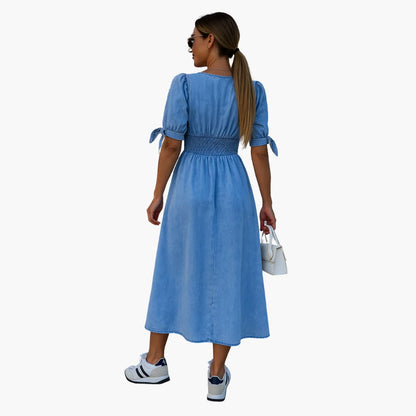 V-Ausschnitt Knopfkleid für Damen
