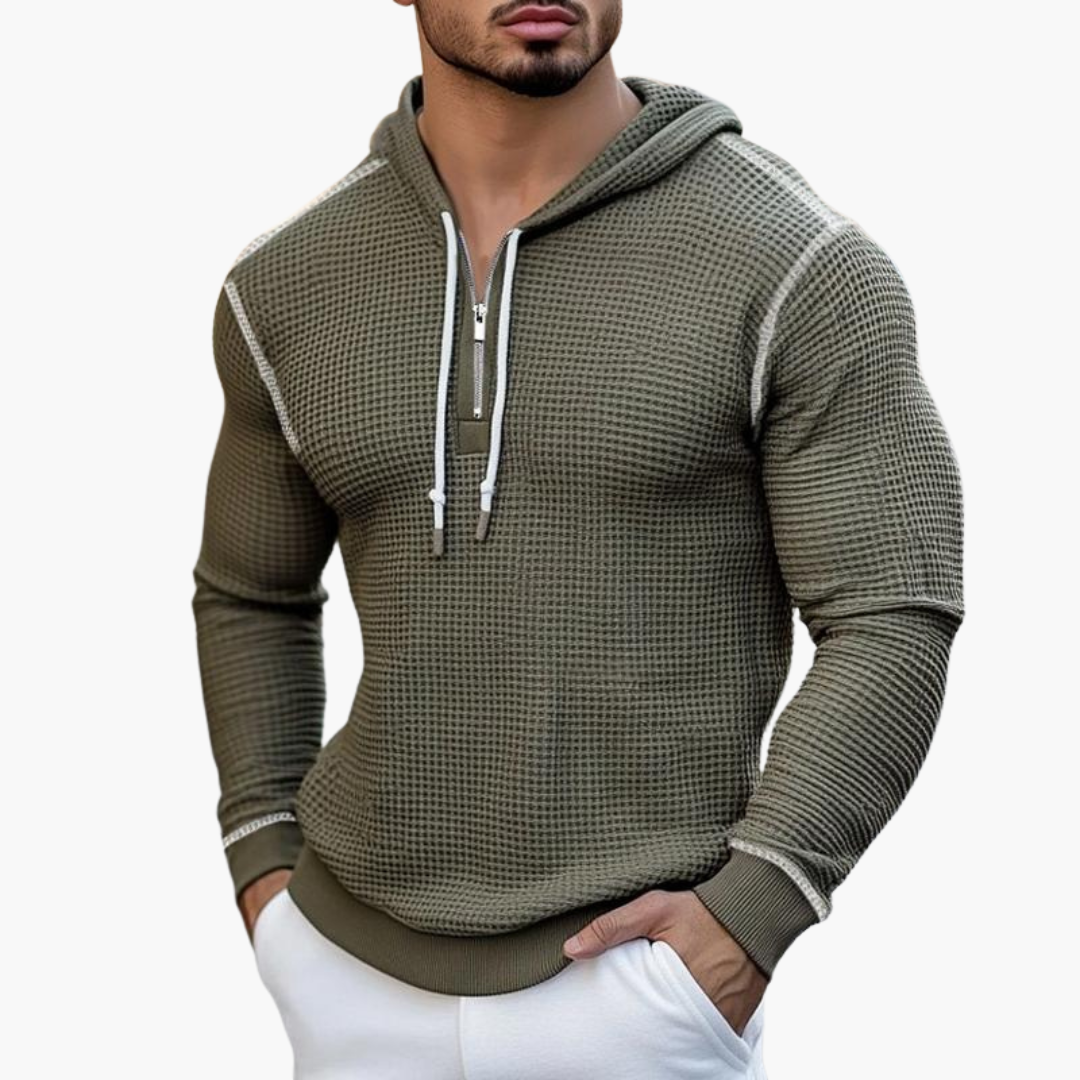 Gestreifte Waffelstruktur Kapuzenpullover für Herren