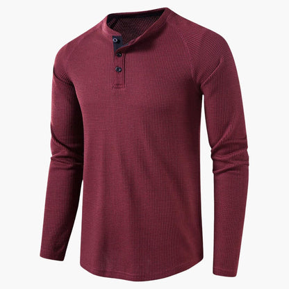 Herren-Henley-Langarm-T-Shirt