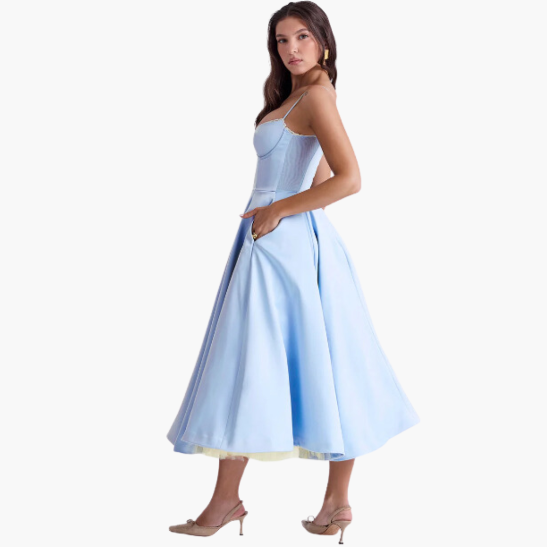 Ärmelloses Midikleid mit Faltenrock für Damen