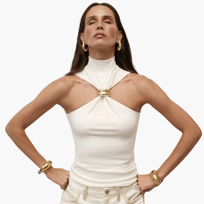 Gold-Akzent Haltertop für Damen