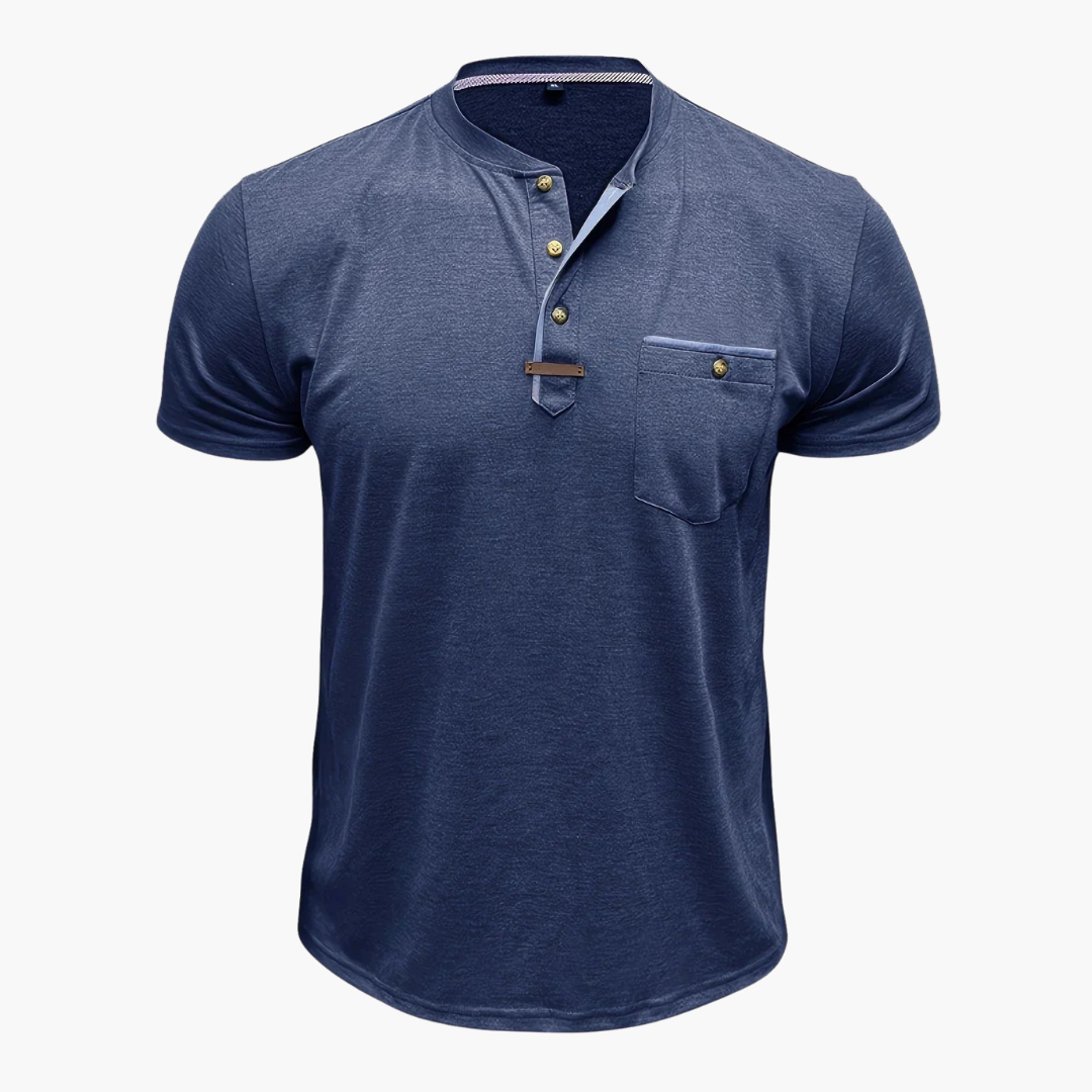 Henley T-Shirt mit Ziernähten für Herren