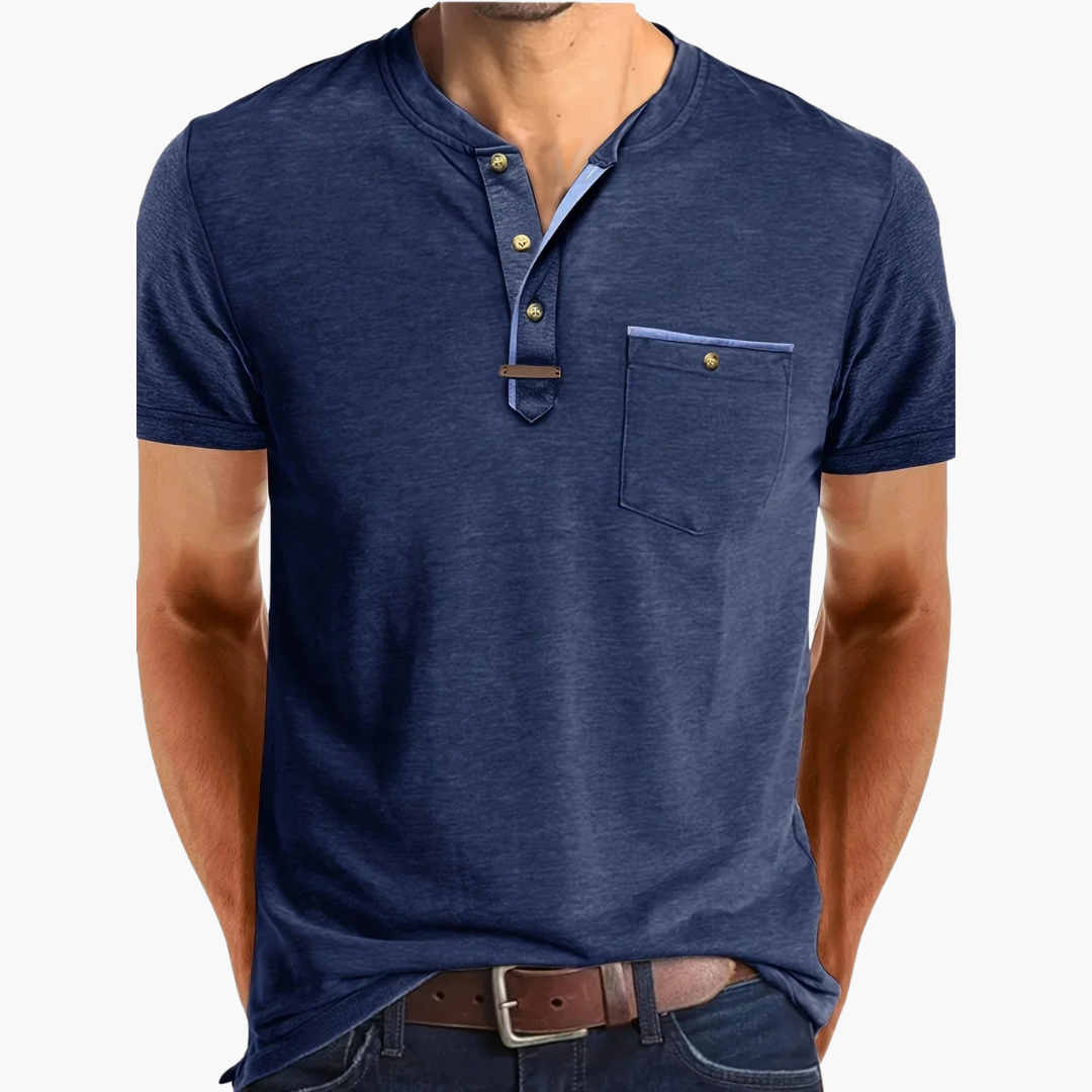 Henley T-Shirt mit Ziernähten für Herren