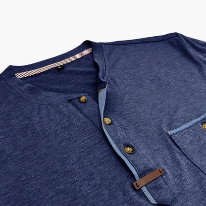 Henley T-Shirt mit Ziernähten für Herren
