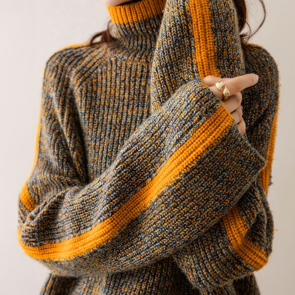 Gerippter Rollkragenpullover für Damen