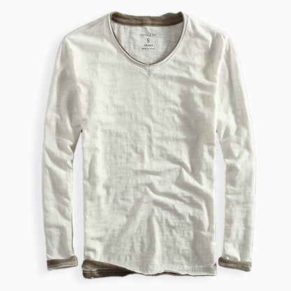 Kontrastbesatz Langarm T-Shirt für Herren