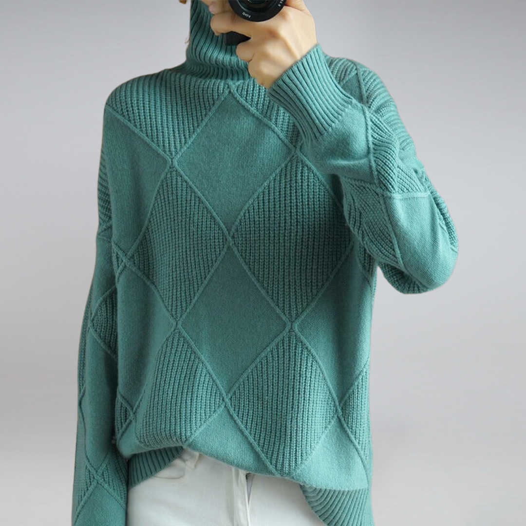 Gerippter Rollkragenpullover für Damen