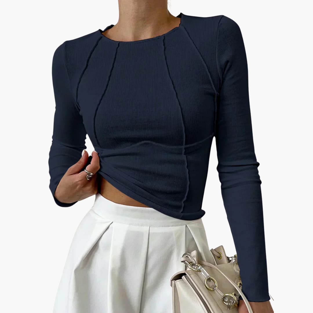Geripptes Langarmtop für Damen