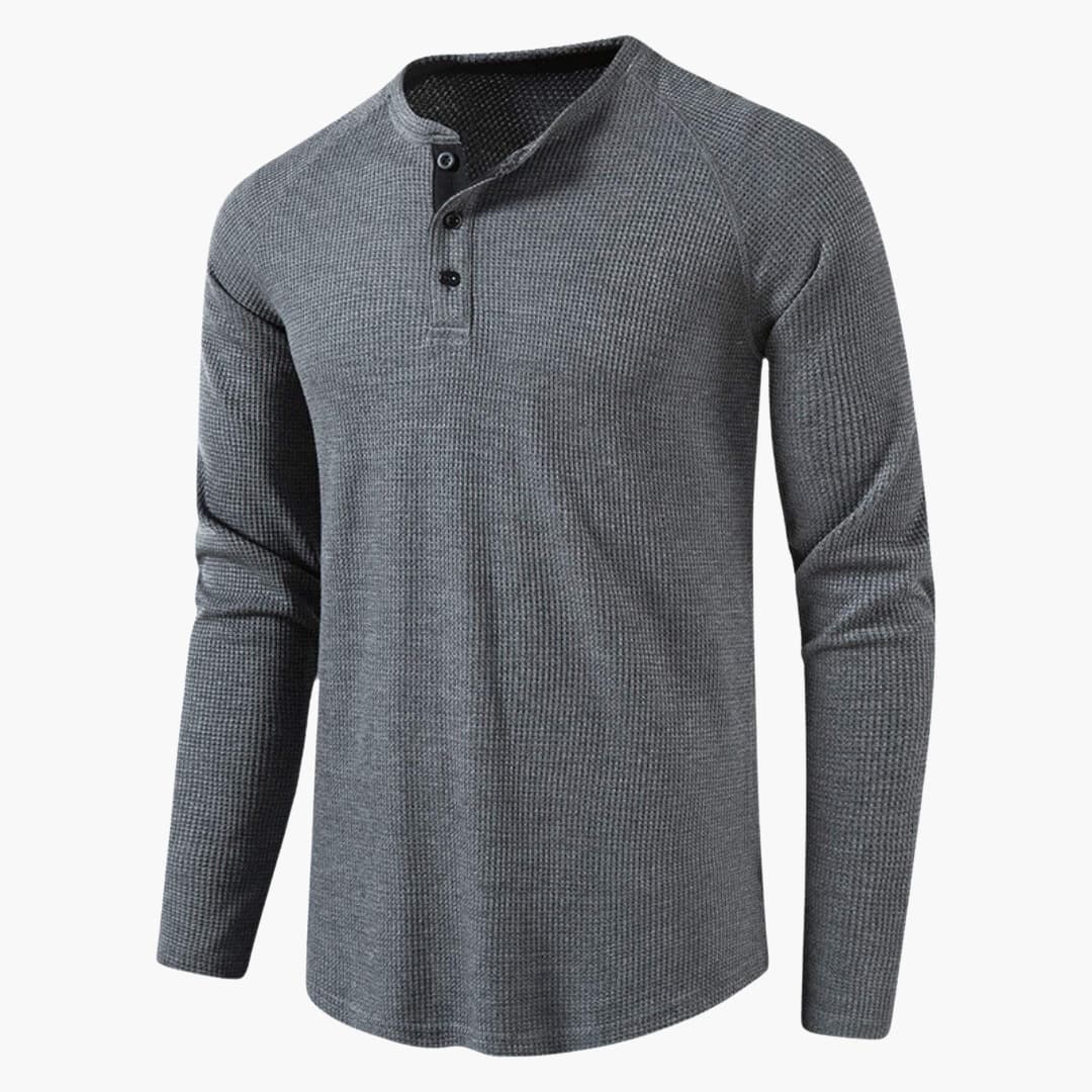 Herren-Henley-Langarm-T-Shirt