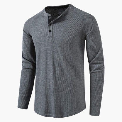 Herren-Henley-Langarm-T-Shirt