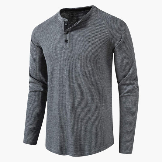 Herren-Henley-Langarm-T-Shirt