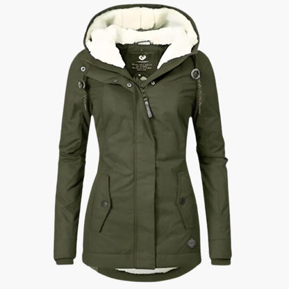 Langer Wintermantel mit Kapuze für Damen