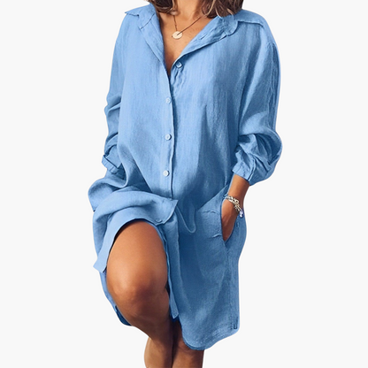 Klassischer Kragen Leinenbluse für Damen