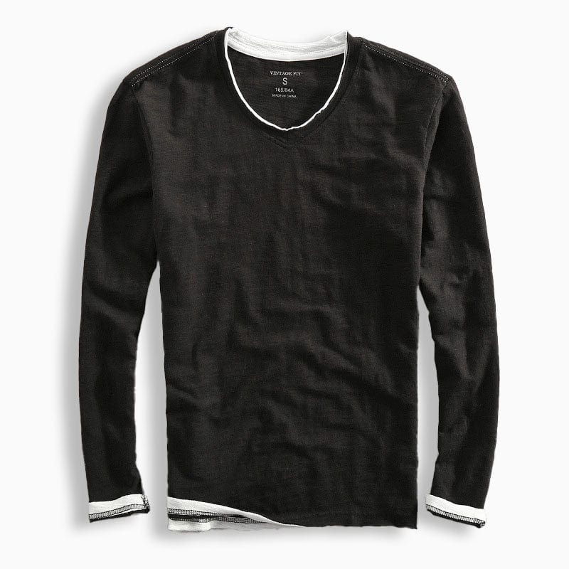Kontrastbesatz Langarm T-Shirt für Herren