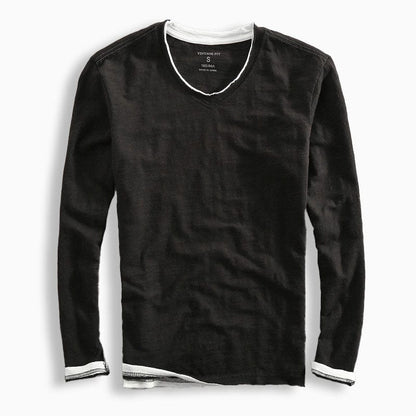 Kontrastbesatz Langarm T-Shirt für Herren