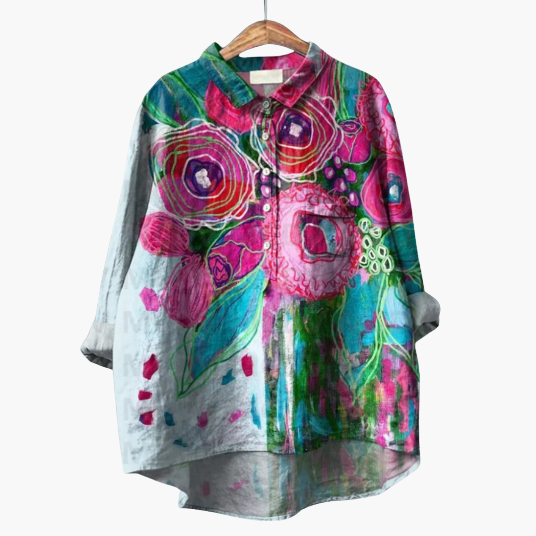 Handgefertigte Blumen Bluse für Damen