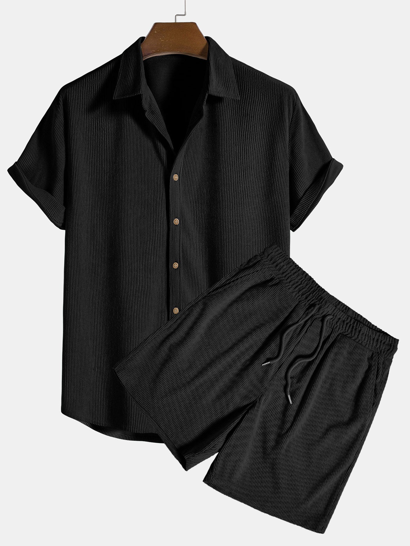 Cord-Shorts Set mit Kurzarmhemd für Herren