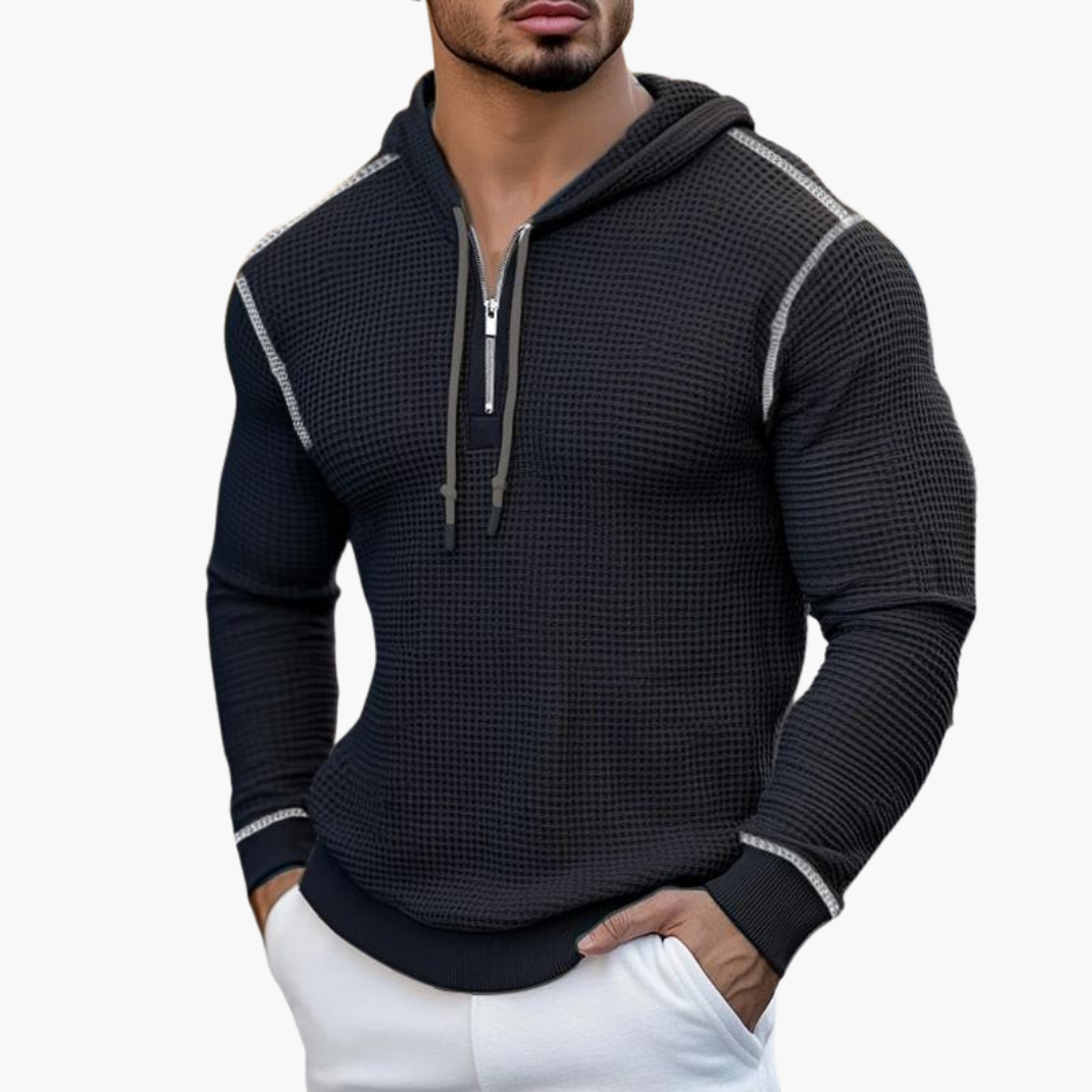 Gestreifte Waffelstruktur Kapuzenpullover für Herren