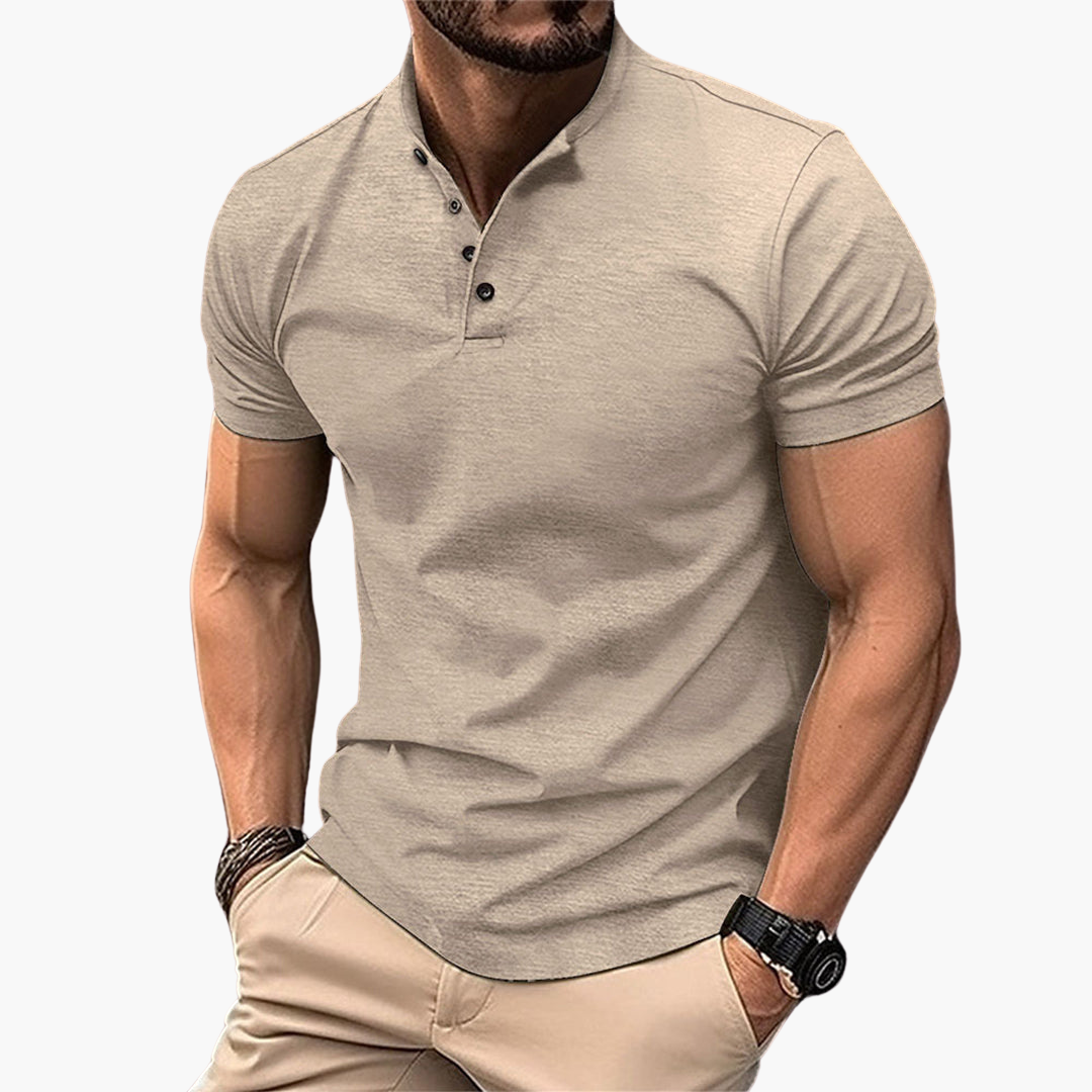 Kragenloses Slim Fit Poloshirt für Herren