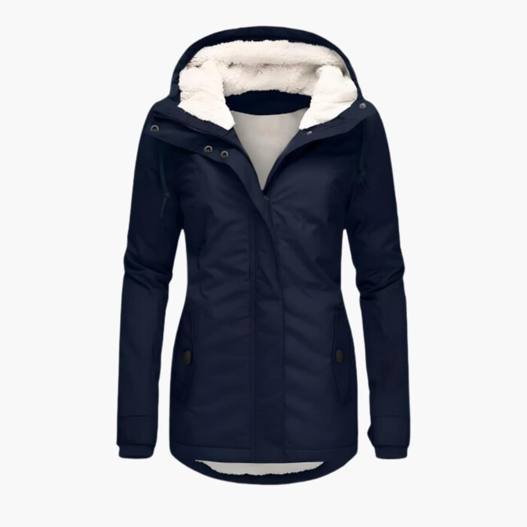Langer Wintermantel mit Kapuze für Damen
