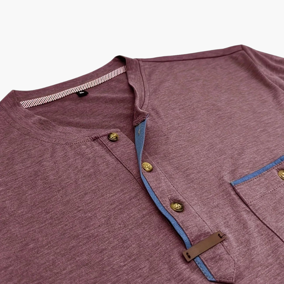 Henley T-Shirt mit Ziernähten für Herren