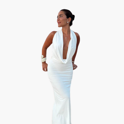 Tiefes V-Ausschnitt Maxikleid für Damen