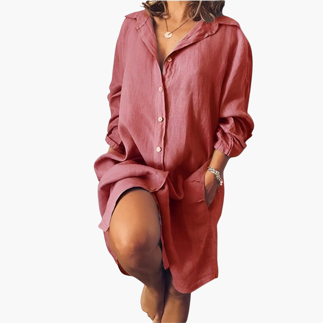 Klassischer Kragen Leinenbluse für Damen