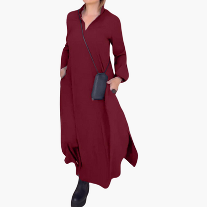 Knopfleisten Maxikleid mit Seitenschlitz für Damen