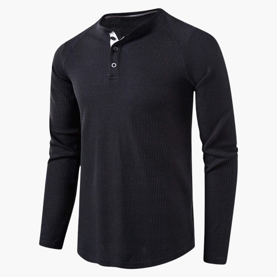 Herren-Henley-Langarm-T-Shirt