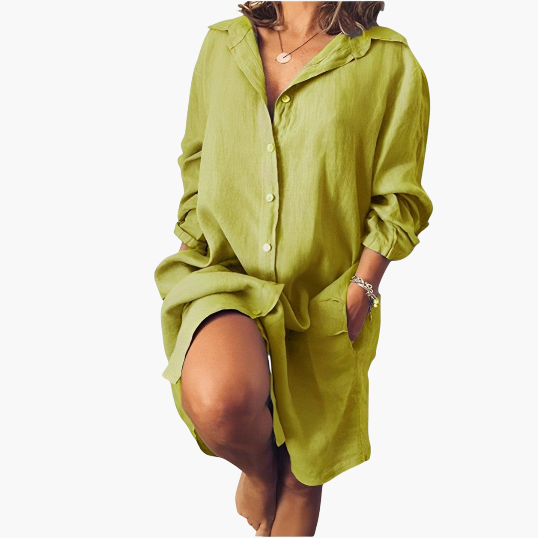 Klassischer Kragen Leinenbluse für Damen