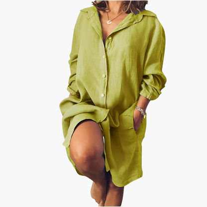 Klassischer Kragen Leinenbluse für Damen