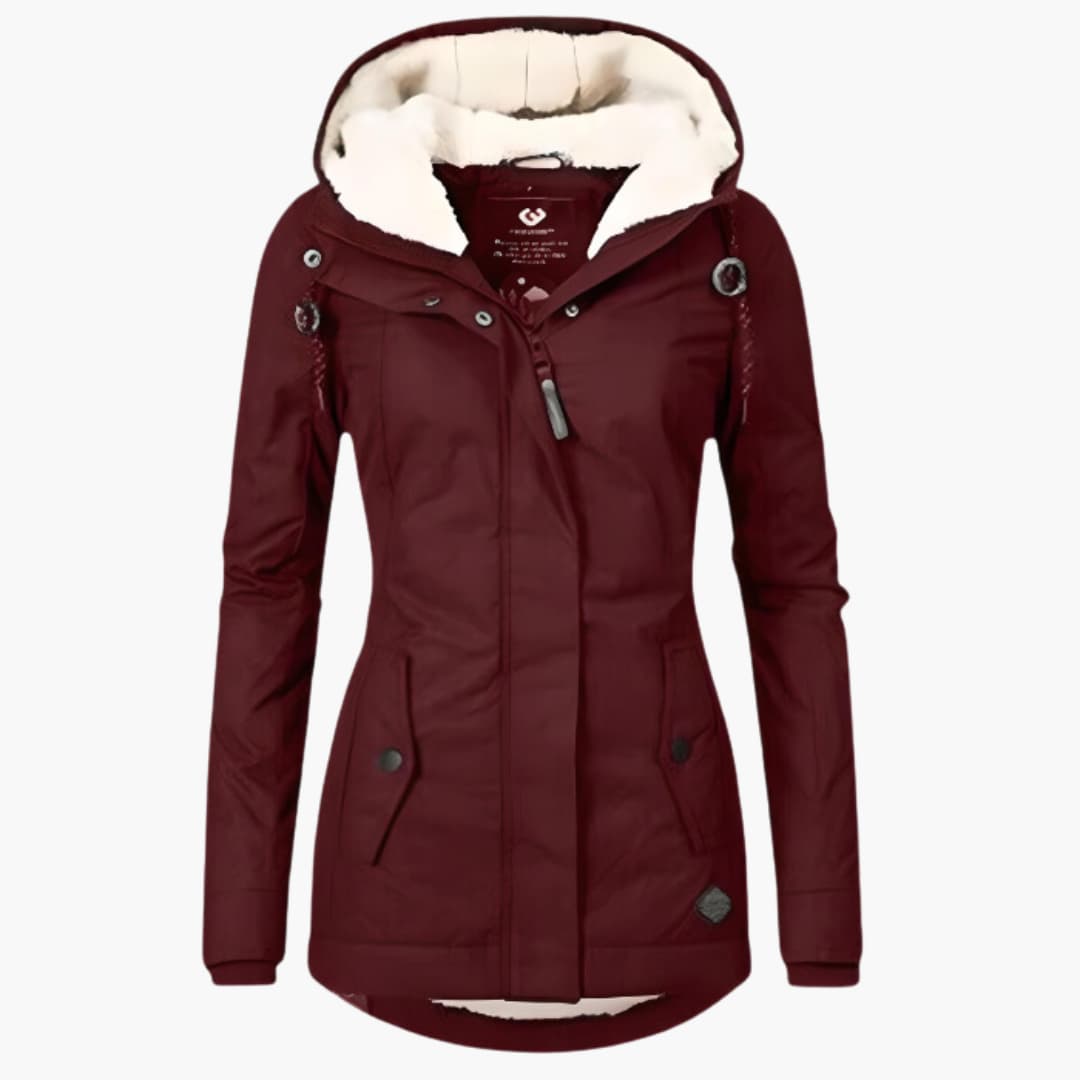 Langer Wintermantel mit Kapuze für Damen