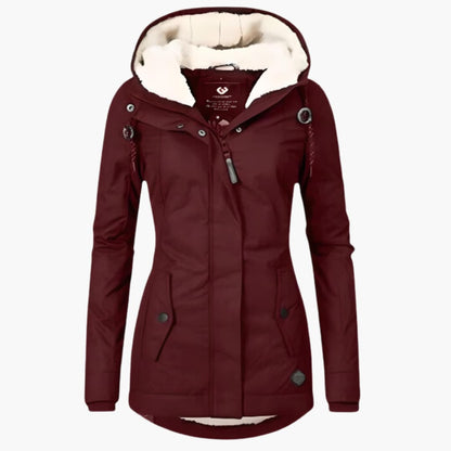 Langer Wintermantel mit Kapuze für Damen