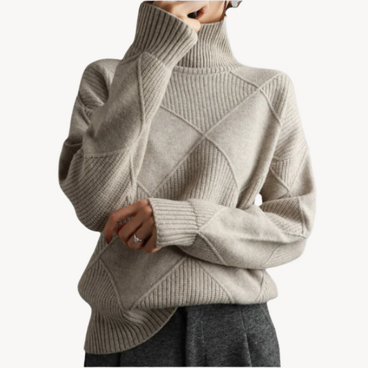 Gerippter Rollkragenpullover für Damen