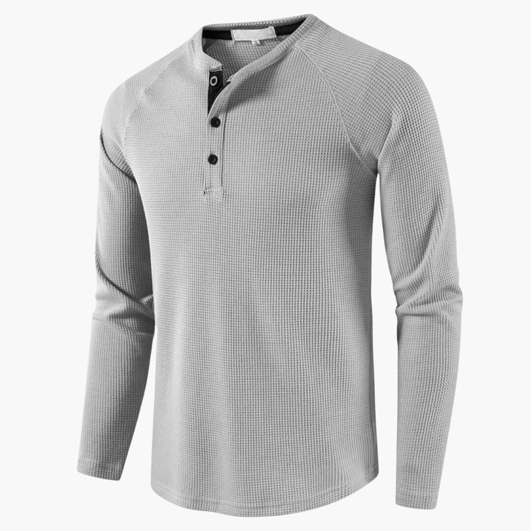 Herren-Henley-Langarm-T-Shirt