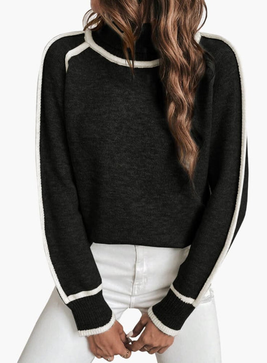 Gerippter Rollkragenpullover für Damen