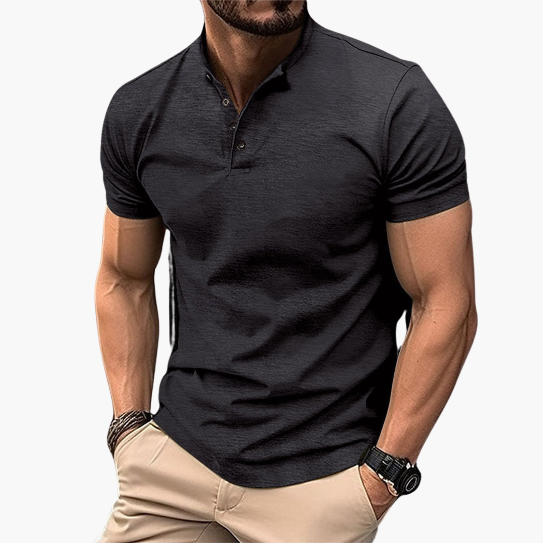 Kragenloses Slim Fit Poloshirt für Herren