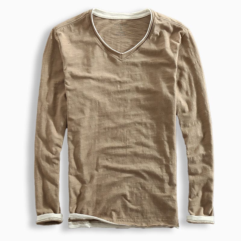 Kontrastbesatz Langarm T-Shirt für Herren