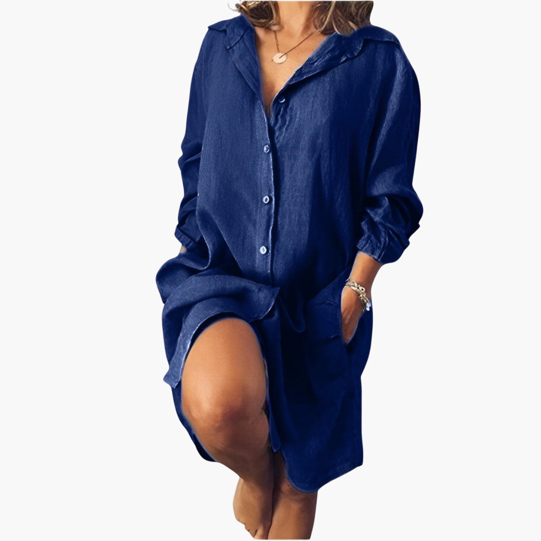 Klassischer Kragen Leinenbluse für Damen