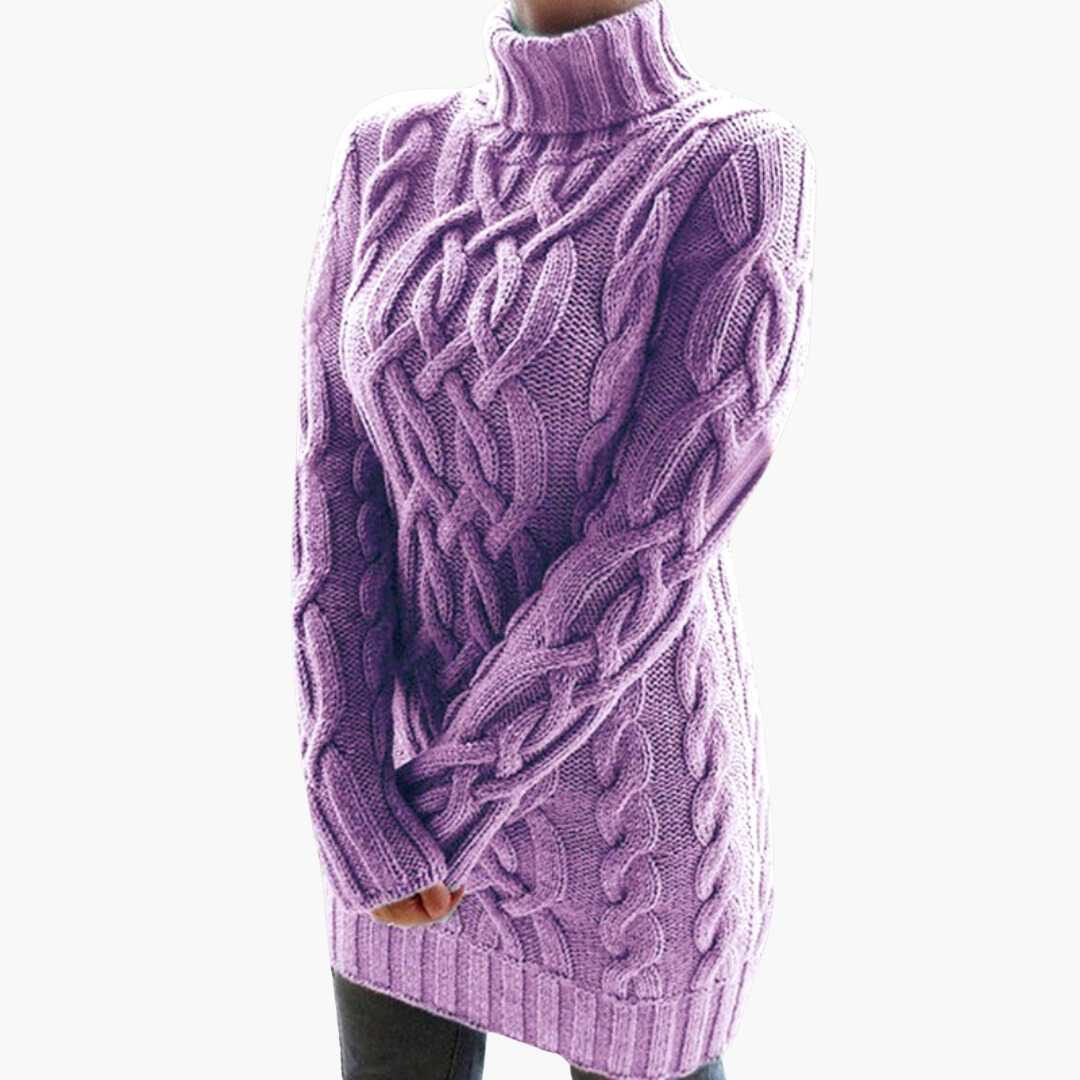Stylischer Damen Rippen Rollkragenpullover