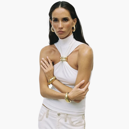 Gold-Akzent Haltertop für Damen