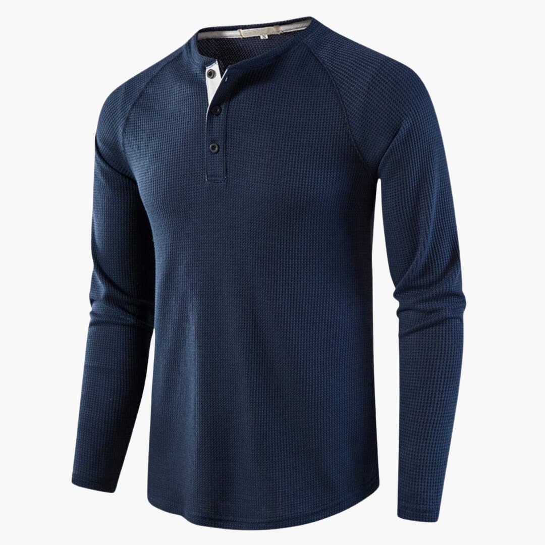 Herren-Henley-Langarm-T-Shirt