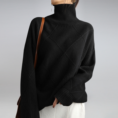 Gerippter Rollkragenpullover für Damen