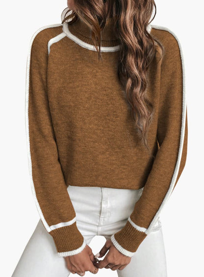 Gerippter Rollkragenpullover für Damen