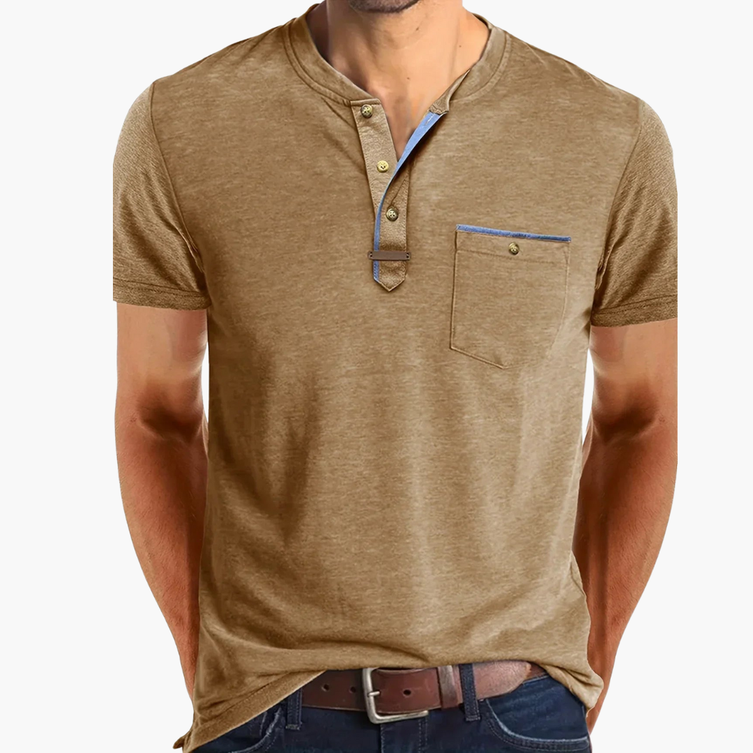 Henley T-Shirt mit Ziernähten für Herren