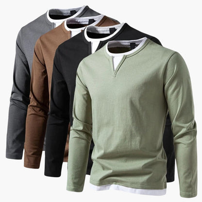 Zweilagiger Pullover mit Kragen für Herren
