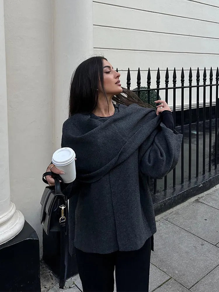 Asymmetrischer Cape-Mantel für Damen