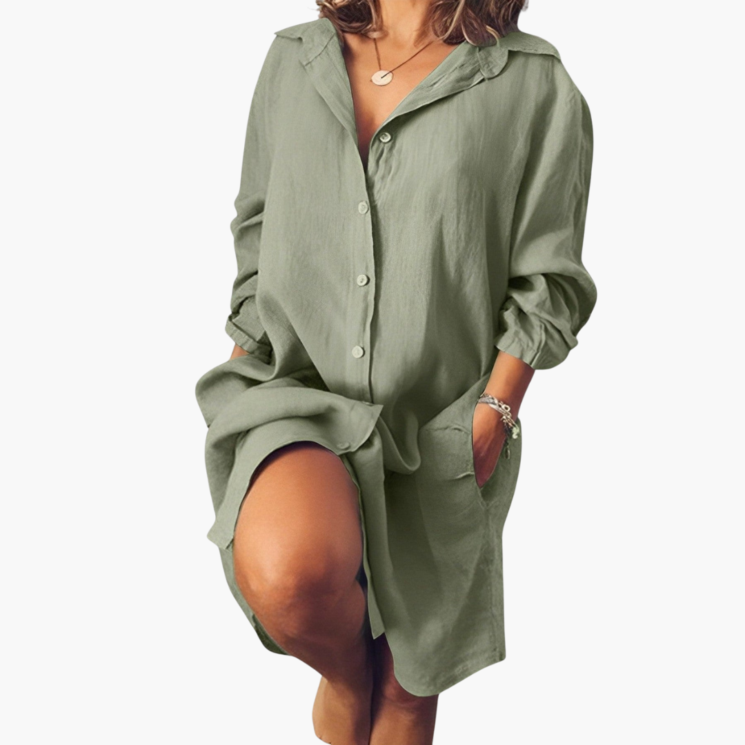 Klassischer Kragen Leinenbluse für Damen